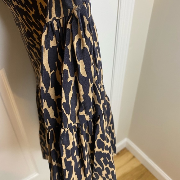 Zara The Claris Dress Leopard Print Black Tan - Women’s Babydoll Ruffle Large - Picture 8 of 11